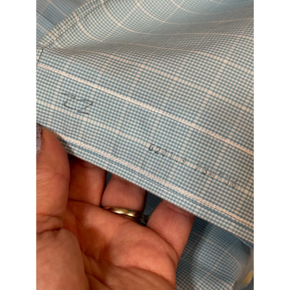 Brooks Brothers 1818 Regent Dress Shirt Mens 17 2/3 Blue White MicroCheck Cotton - Picture 9 of 10